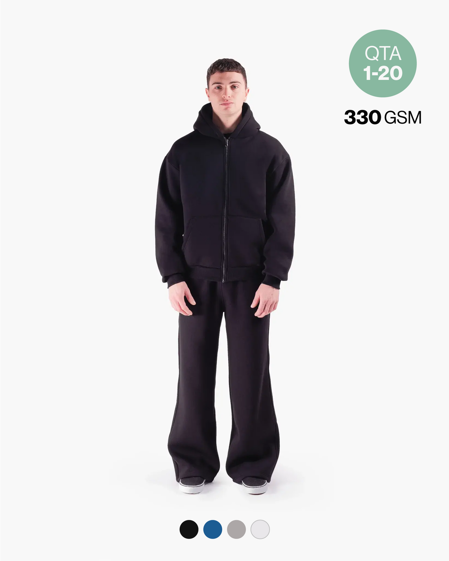 BOXY ZIP HOODIE 330GSM QTA 1-20